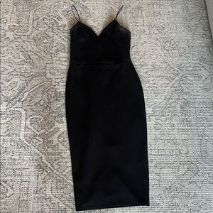 ASOS Black Sheath Midi Dress with Sweetheart Neckline